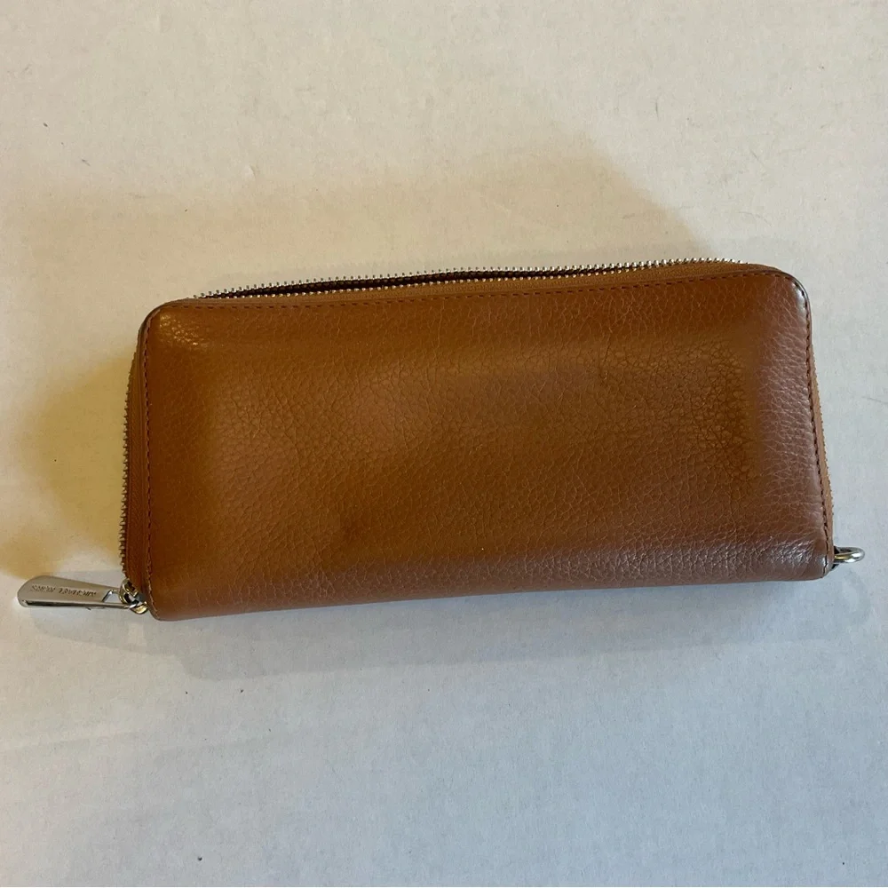 Michael Kors Brown Pebbled Leather Zip-Around Continental Wallet